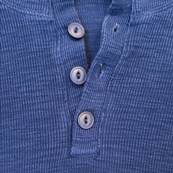 Vince Classic Blue hooded waffle Henley Shirt - Picture 2 of 5